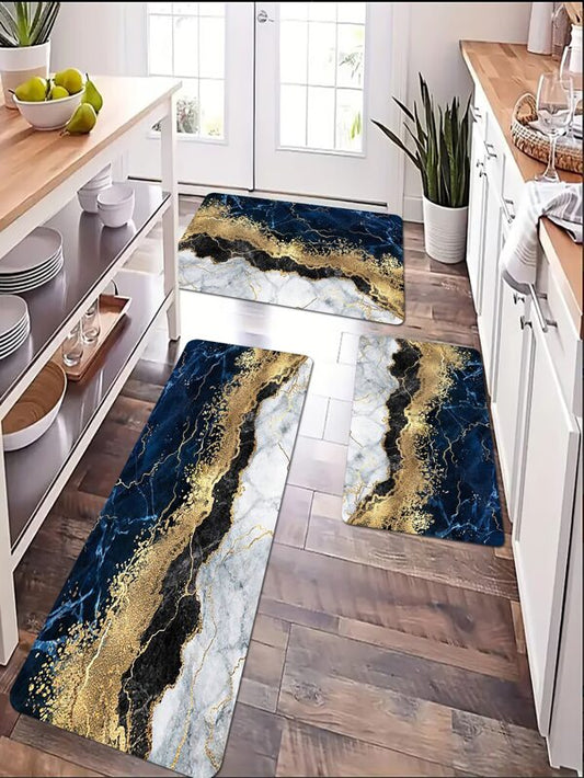 Blue Marble Kitchen Floor Mat