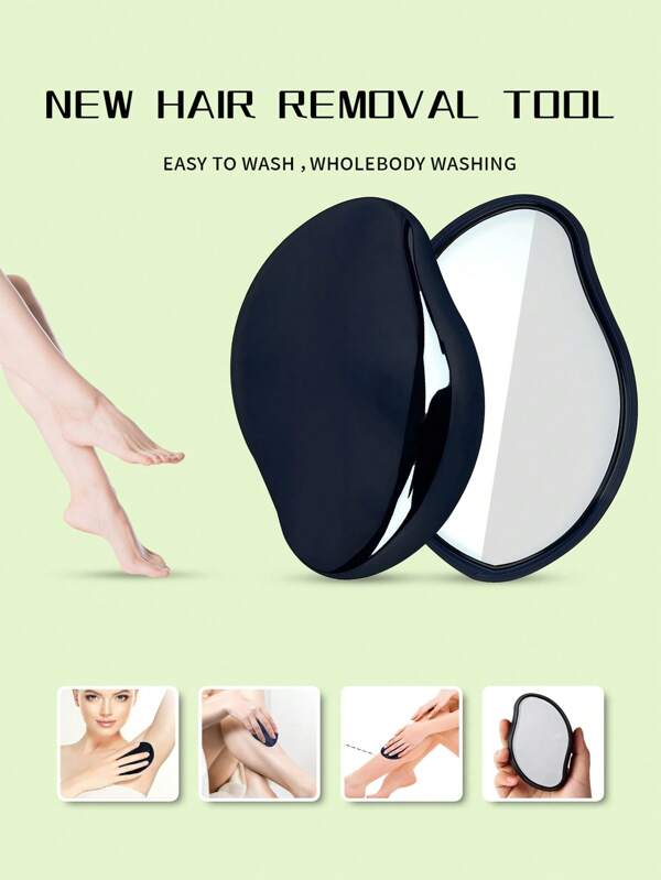 Portable Hair Remover, 1pc Glass Body Hair Removal Tool For Women - Black