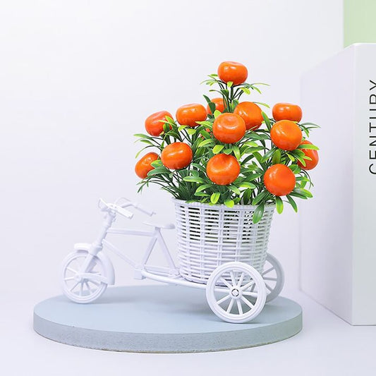 1pc Bicycle design artificial flower plant  - Tangerine