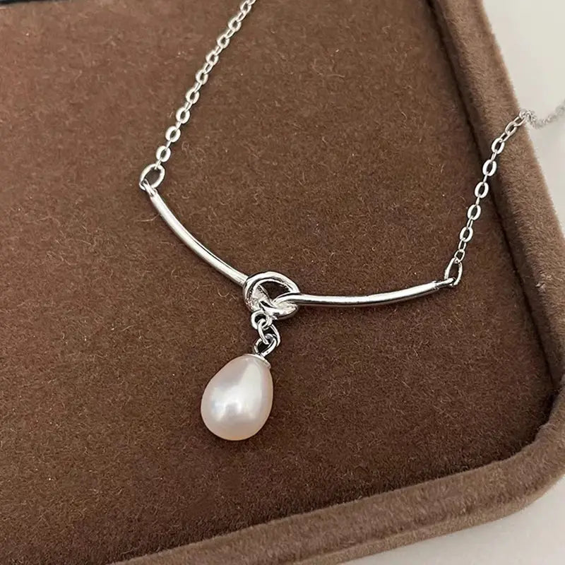 Sterling Freshwater Silver Chain Pearl Drop Necklace SJP
