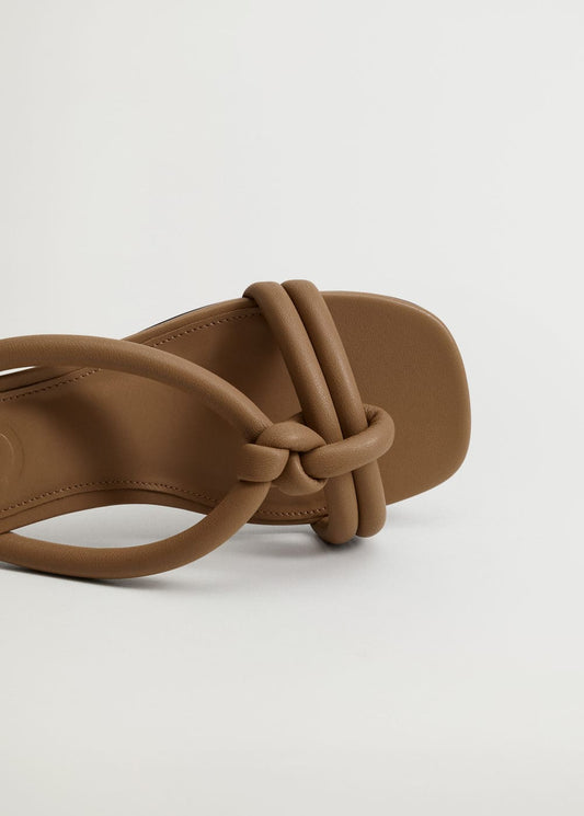 MANGO TUBU Knot strips sandals - BROWN
