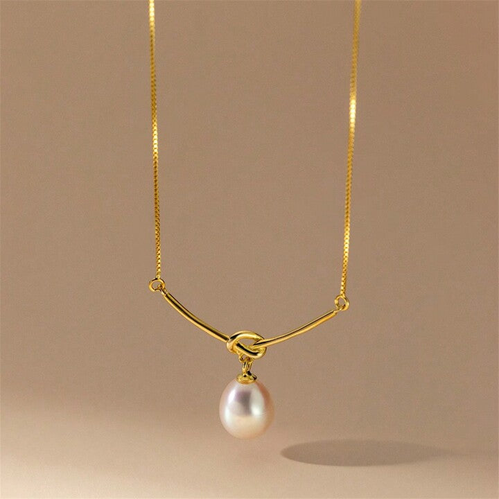 Sterling Freshwater Gold Chain Pearl Drop Necklace SJP