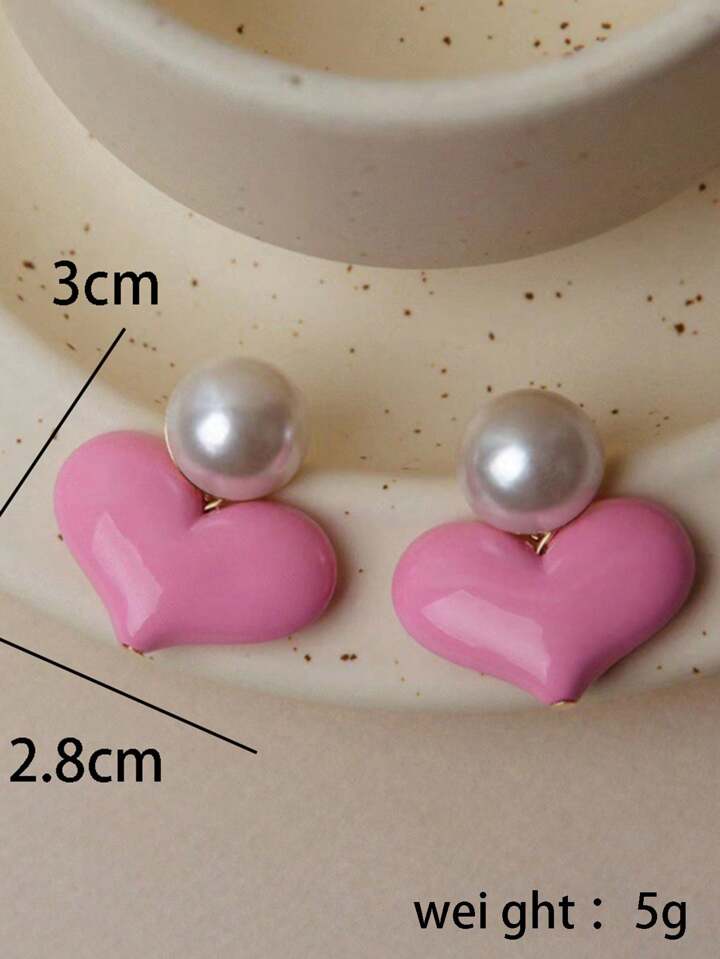 Geometric Chubby Pink Love Charm Pear Stud Earring SJP