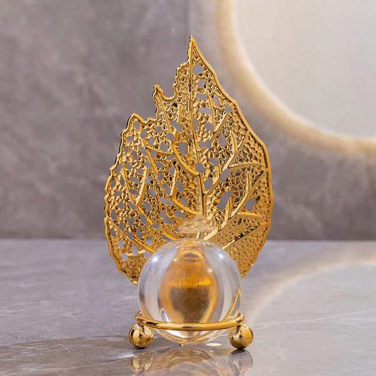 1pc Gold plated leaf crystal ball ornament