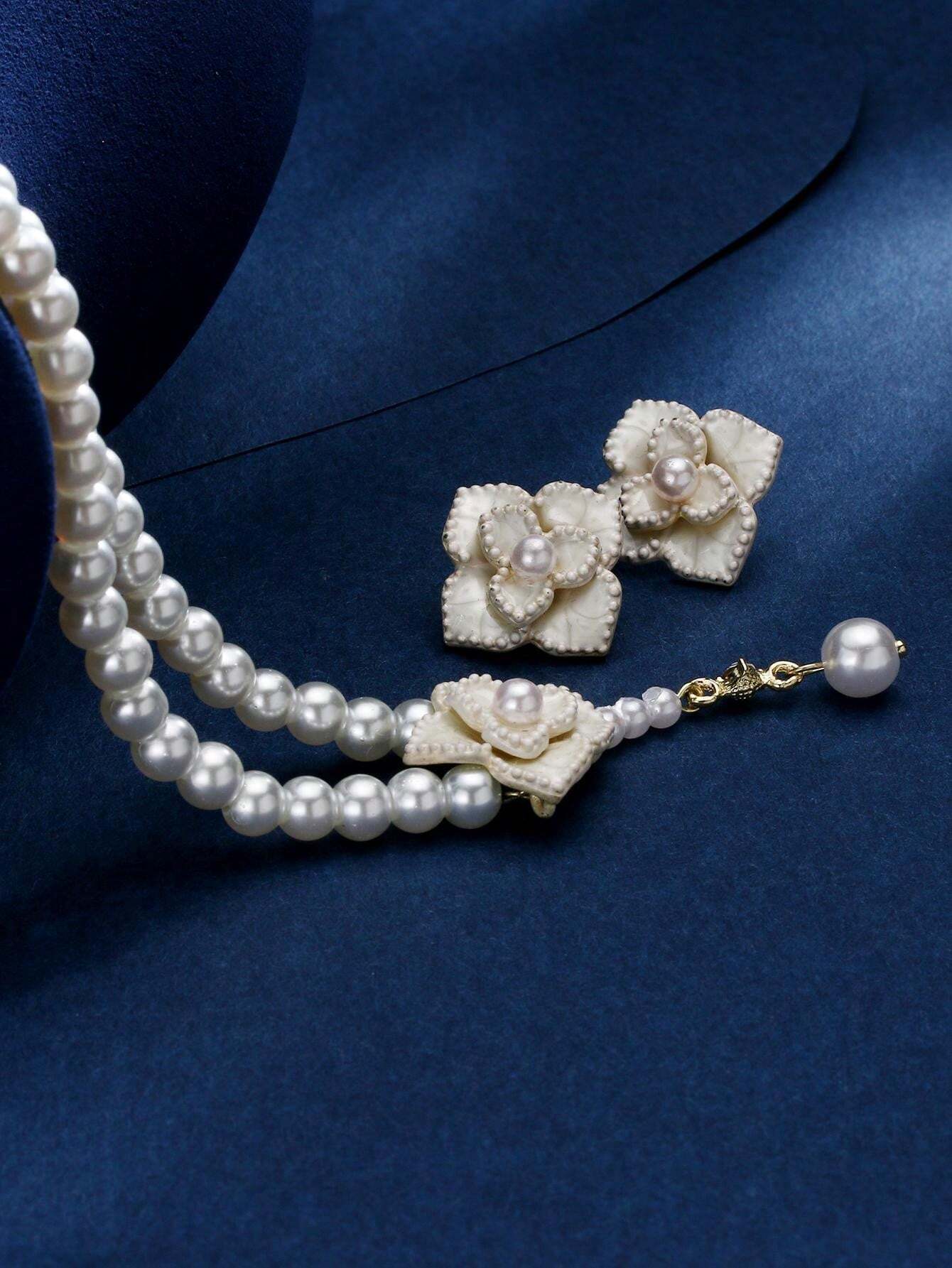 Generic rose design pearl jewelry set SJP