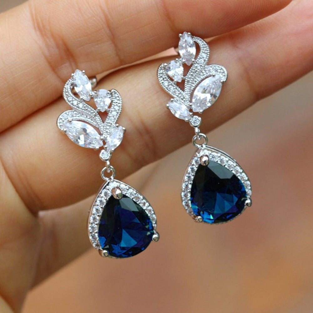 Unicorn design bridal luxury blue earring SJP - Small