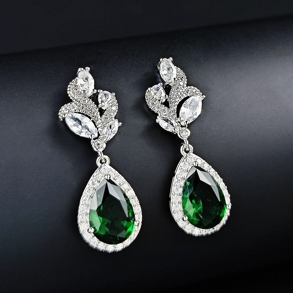 Unicorn design bridal luxury green earring SJP - Small