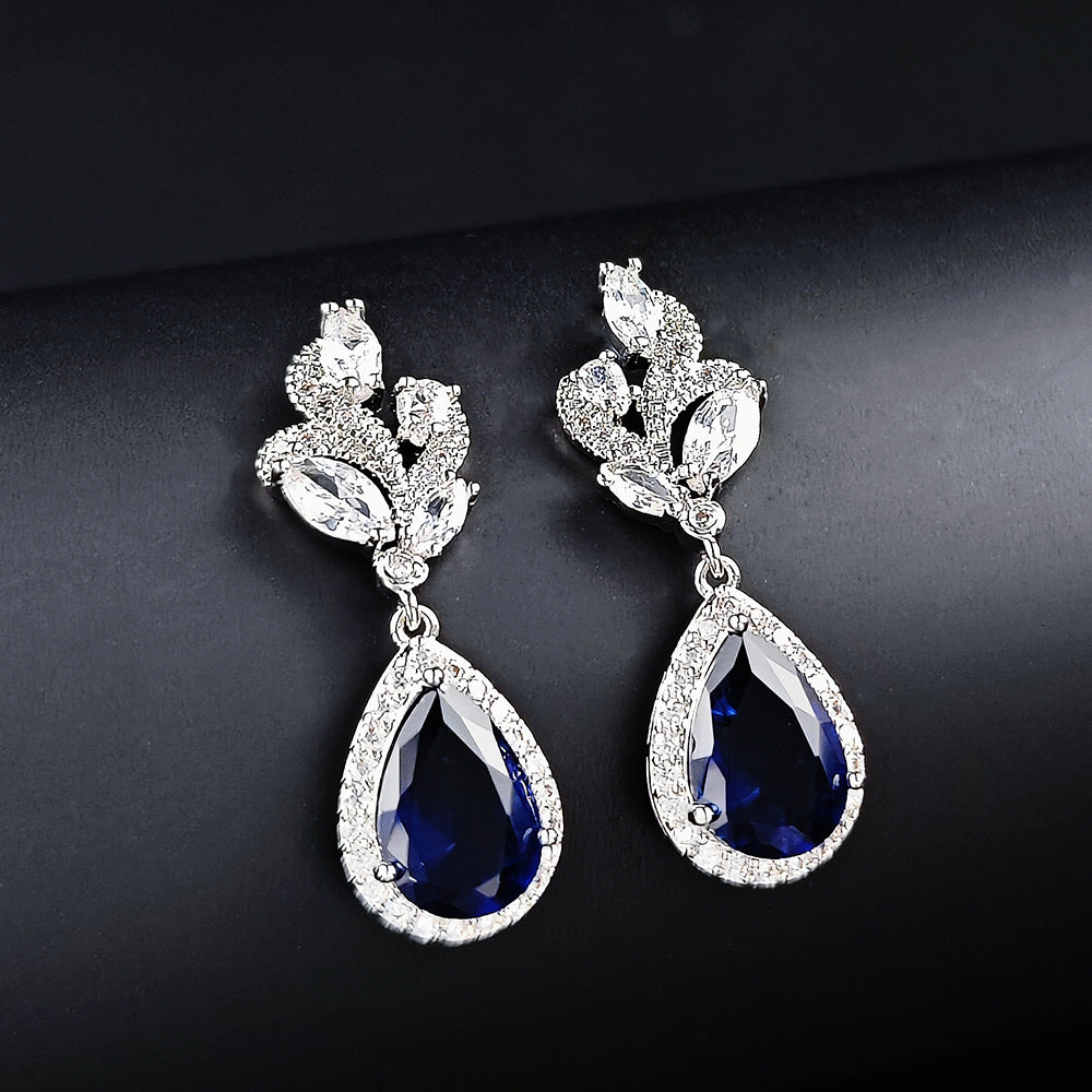 Unicorn design bridal luxury blue earring SJP - Small