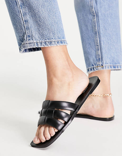 ASOS DESIGN Fame woven jelly flat sandals in black - BLACK