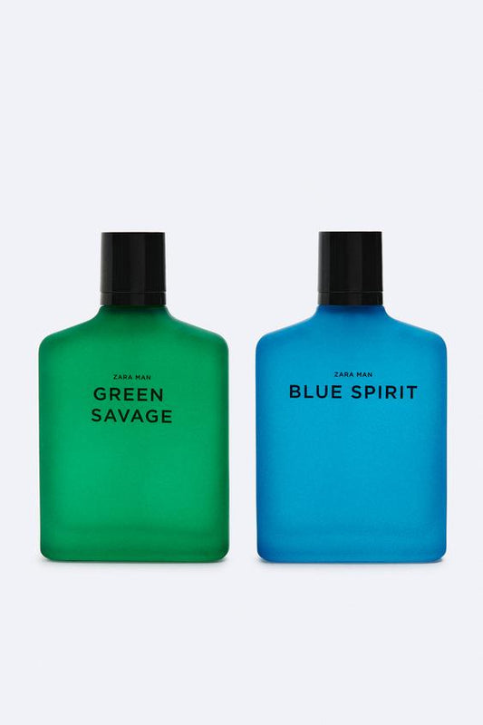 ZARA MAN GREEN SAVAGE + ZARA MAN BLUE SPIRIT EAU DE TOILETTE 2X100 ML / 3.38 oz (3.38 FL.OZ).