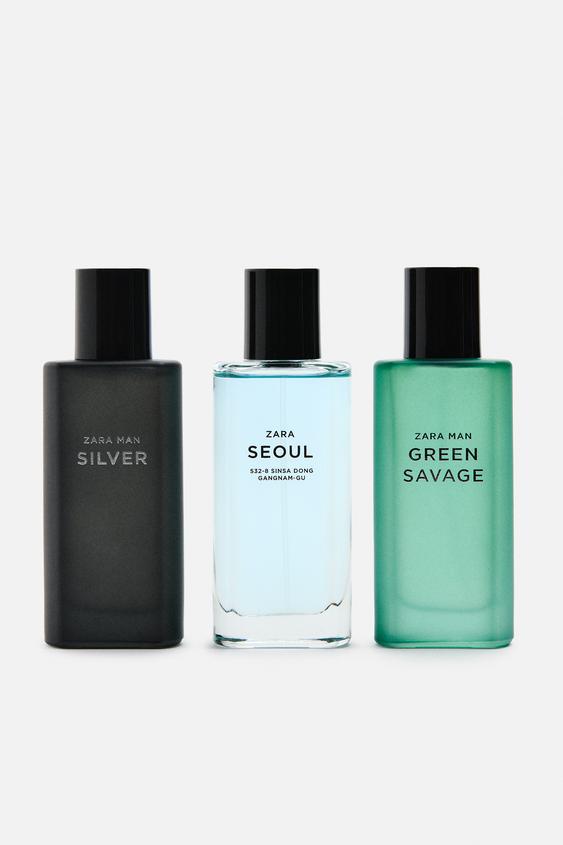 ZARA MAN SILVER + GREEN SAVAGE + SEOUL 40ML / 1.35 oz