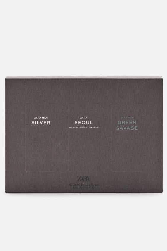 ZARA MAN SILVER + GREEN SAVAGE + SEOUL 40ML / 1.35 oz