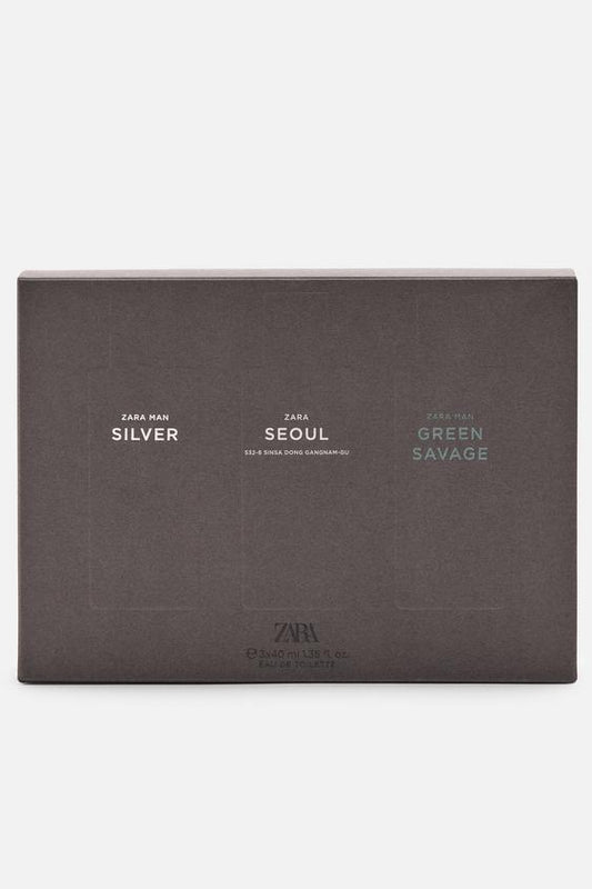 ZARA MAN SILVER + GREEN SAVAGE + SEOUL 40ML / 1.35 oz