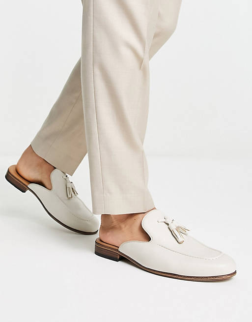 ASOS DESIGN mule loafers in stone faux suede- Stone