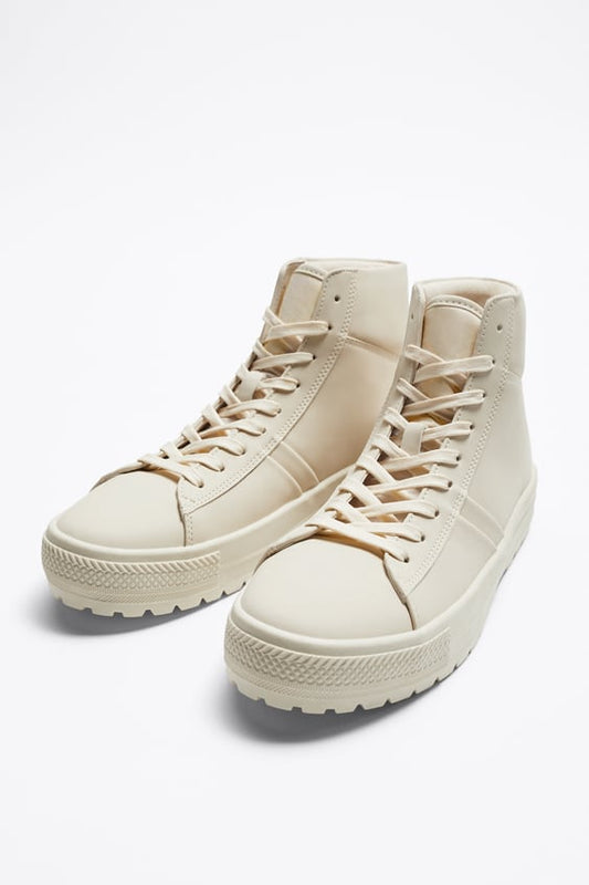 ZARA RUBBERIZED HIGH TOPS: BONE WHITE