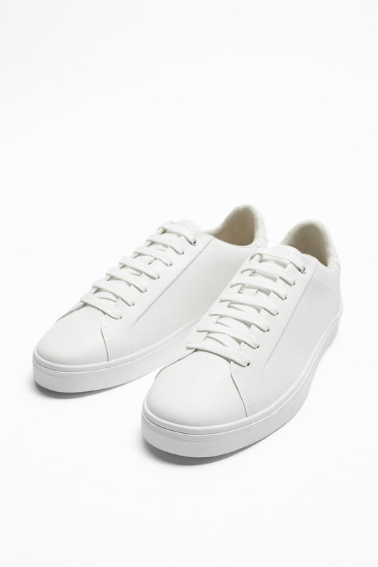 ZARA MINIMALIST TOPSTITCHED SNEAKERS: WHITE