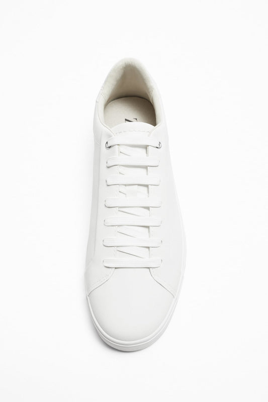 ZARA MINIMALIST TOPSTITCHED SNEAKERS: WHITE