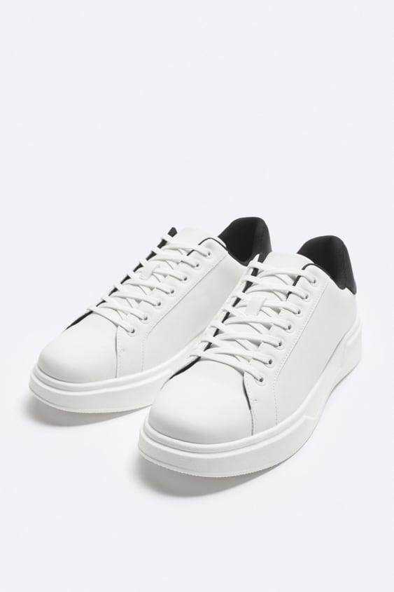 ZARA CHUNKY SOLE SNEAKERS: White With Black