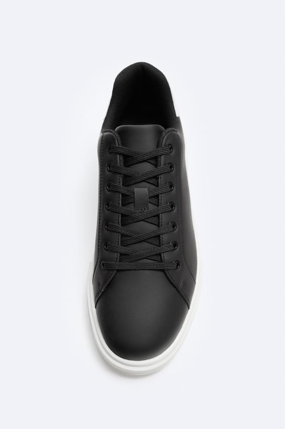 ZARA CHUNKY SOLE SNEAKERS BLACK WITH WHITE DESIGN