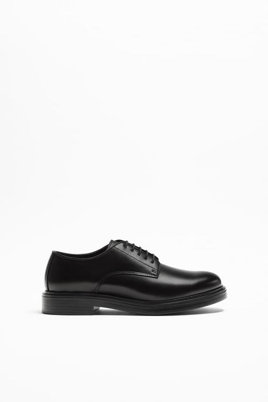 ZARA LEATHER DERBY DRESS SHOES - BLACK