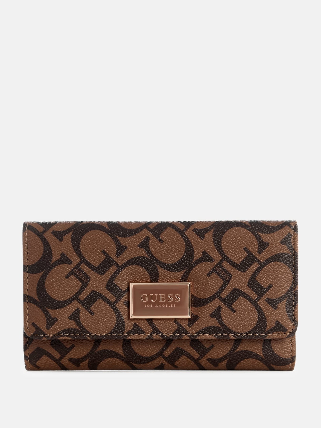 GUESS  Abree Logo Slim Clutch Wallet : cocoa