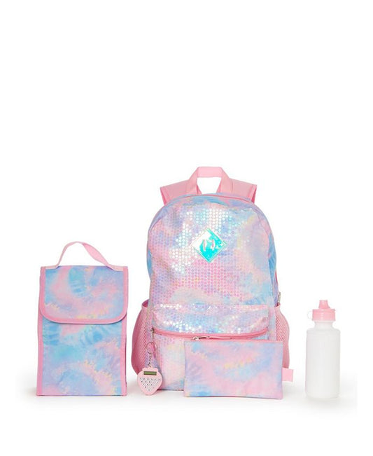 Pink Tie Dye Sequin Backpack Set