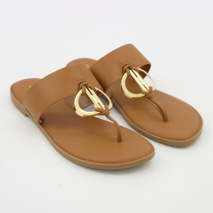 DKNY  Cognac Flat Sandals