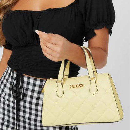 GUESS Waterston Quilted Small Satchel - Yellow