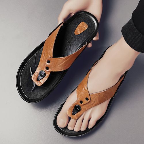 Men Casual All-Match Breathable Wear-Resistant Non-Slip Sandals Beach Shoes - BROWN