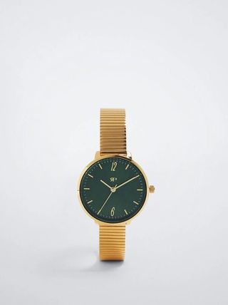 Parfois Stainless steel watch with contrast case: Gold/Green dial