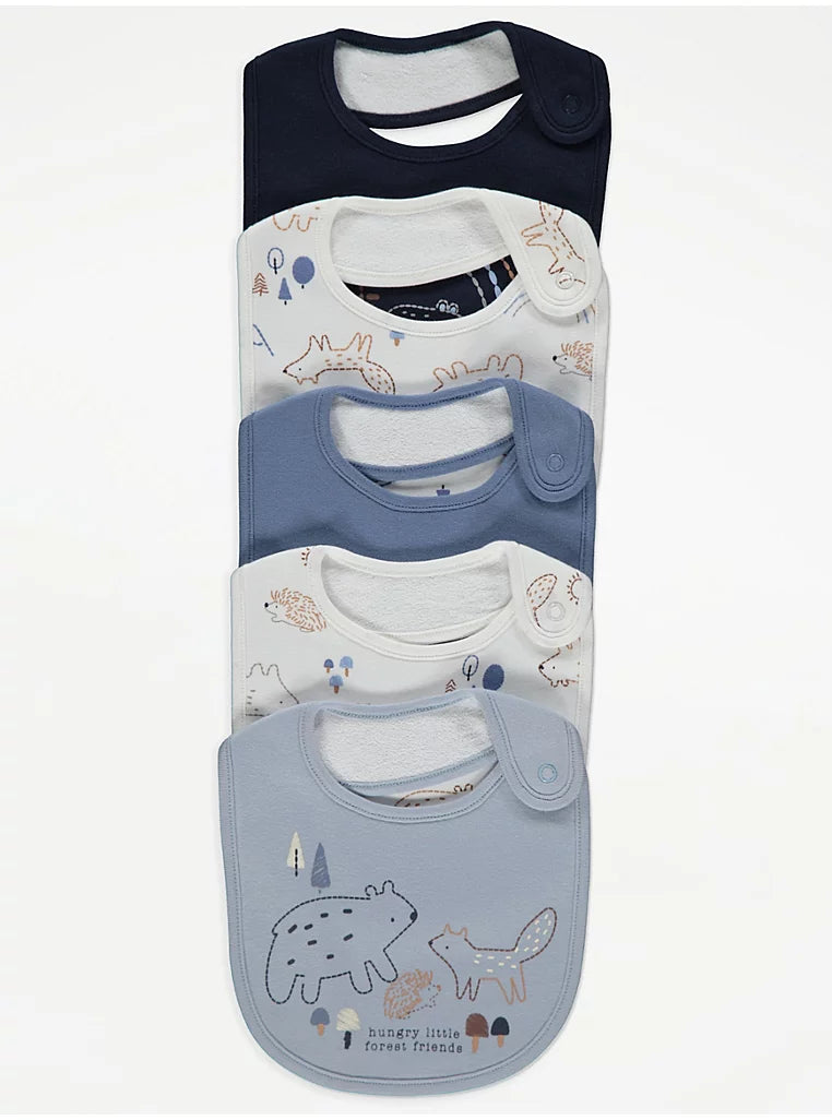 George Forest Friends Bibs 5 Pack: Blue