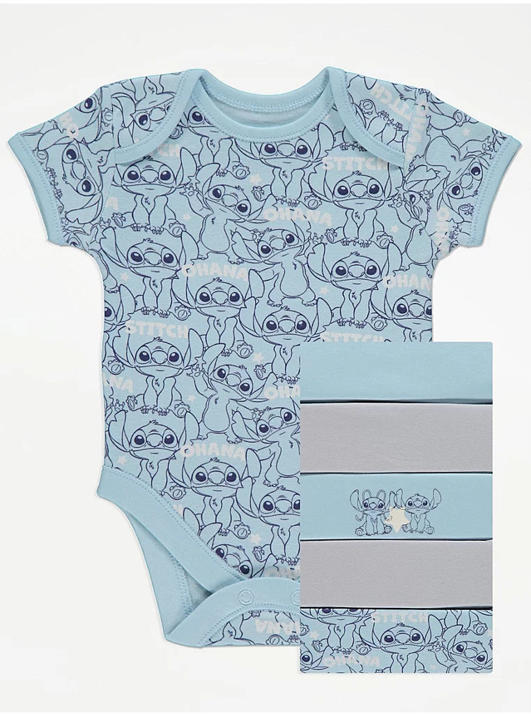 George Disney Lilo & Stitch Short Sleeve Bodysuits 6 Pack: Multi