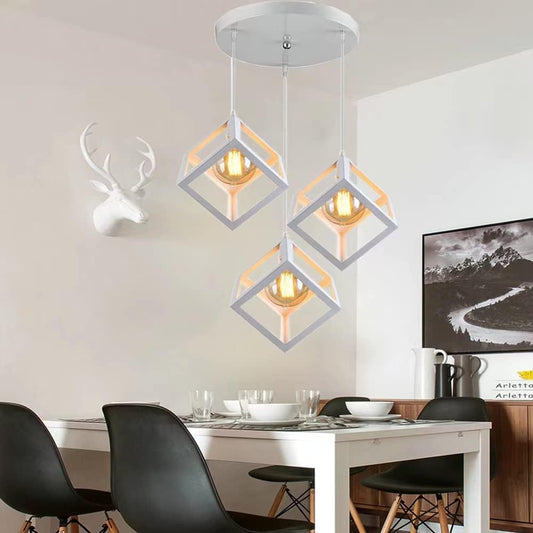 HUA QIANG WANG Industrial Pendant Light 1-Head/3-Head Vintage White Ceiling Lamp