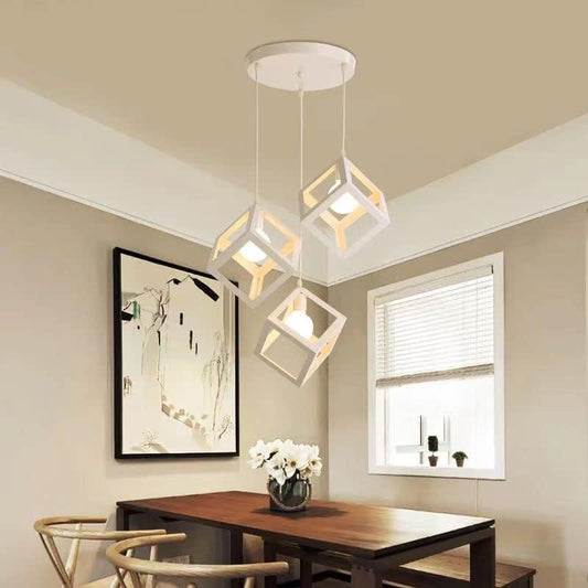 HUA QIANG WANG Industrial Pendant Light 1-Head/3-Head Vintage White Ceiling Lamp