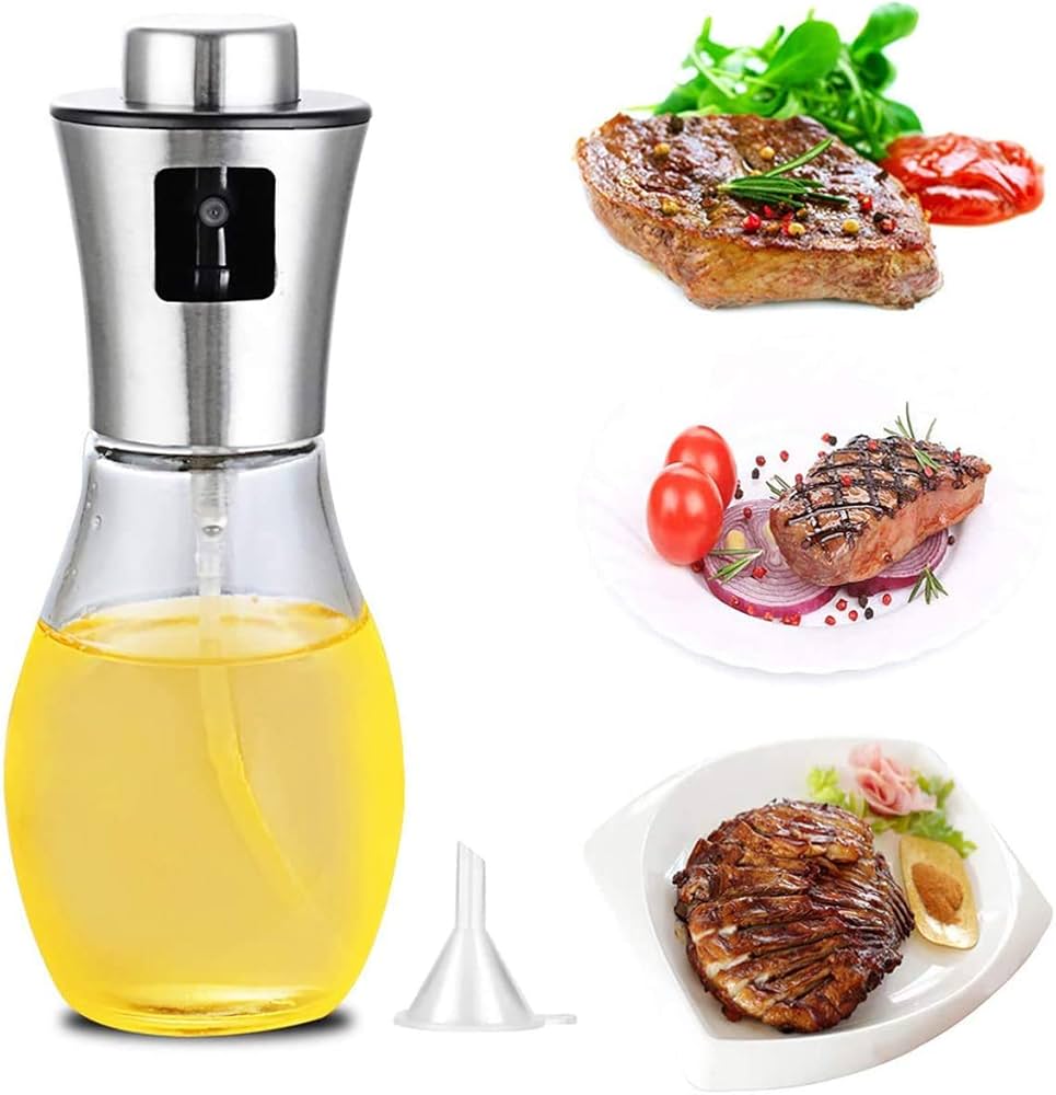 SHOWAY 200ml Glass Spray Bottle Olive Oil Sprayer Oil Dispenser