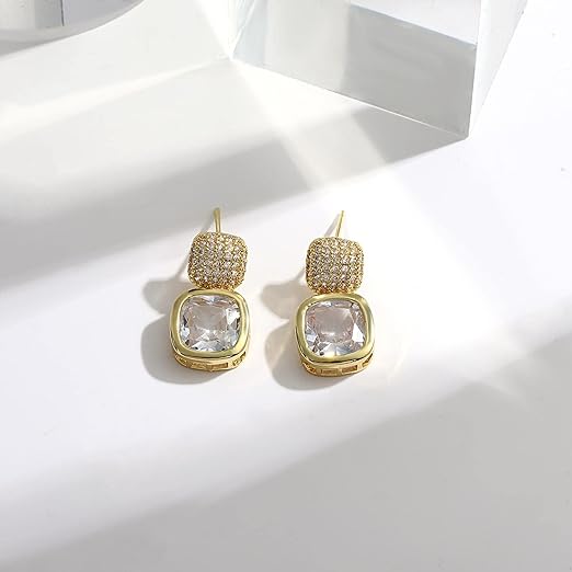 Glamour gem light luxury square drop Earring SJP