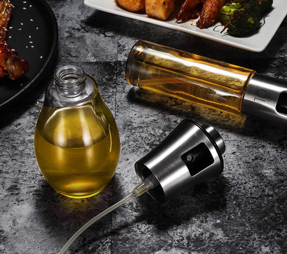 SHOWAY 200ml Glass Spray Bottle Olive Oil Sprayer Oil Dispenser