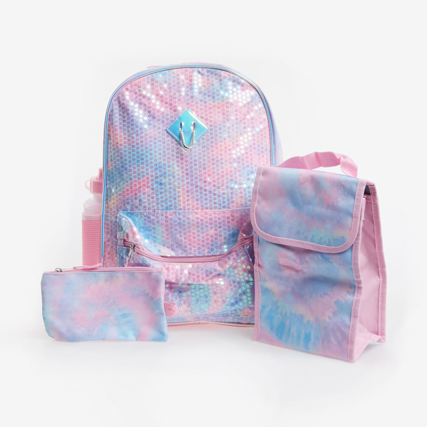 Pink Tie Dye Sequin Backpack Set