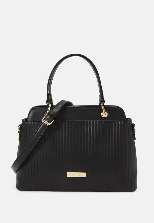 Anna Field Handbag: Black with stripe design