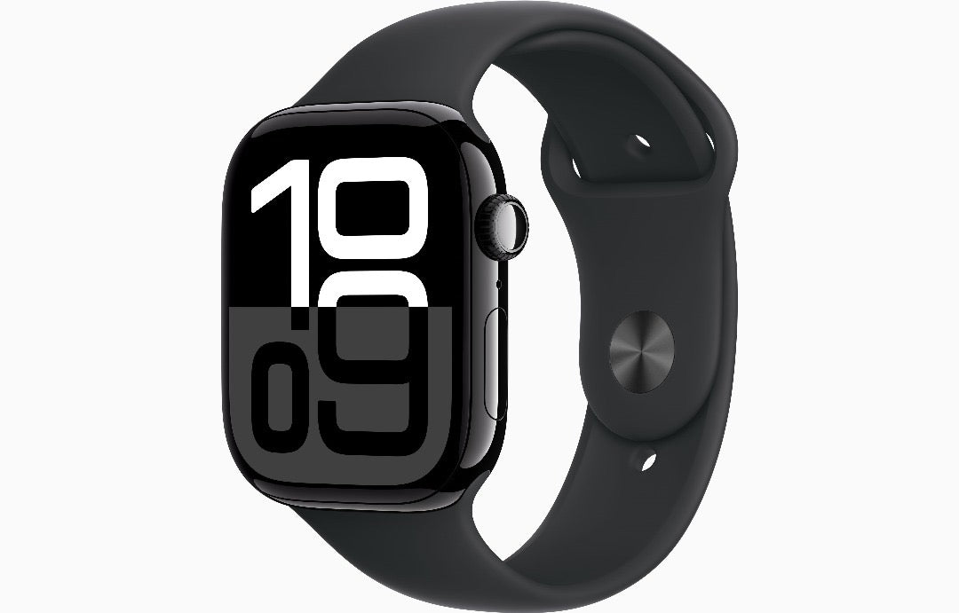 Apple Watch Series 10 (GPS) 46mm Aluminum Case With Black Sport Band - M/L - Jet Black