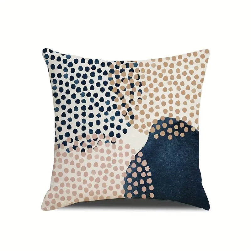 4pcs, Geometric Abstract Pillowcase, Square Linen Cushion Cover, Zipper Single Sided Printed Pillow Cover