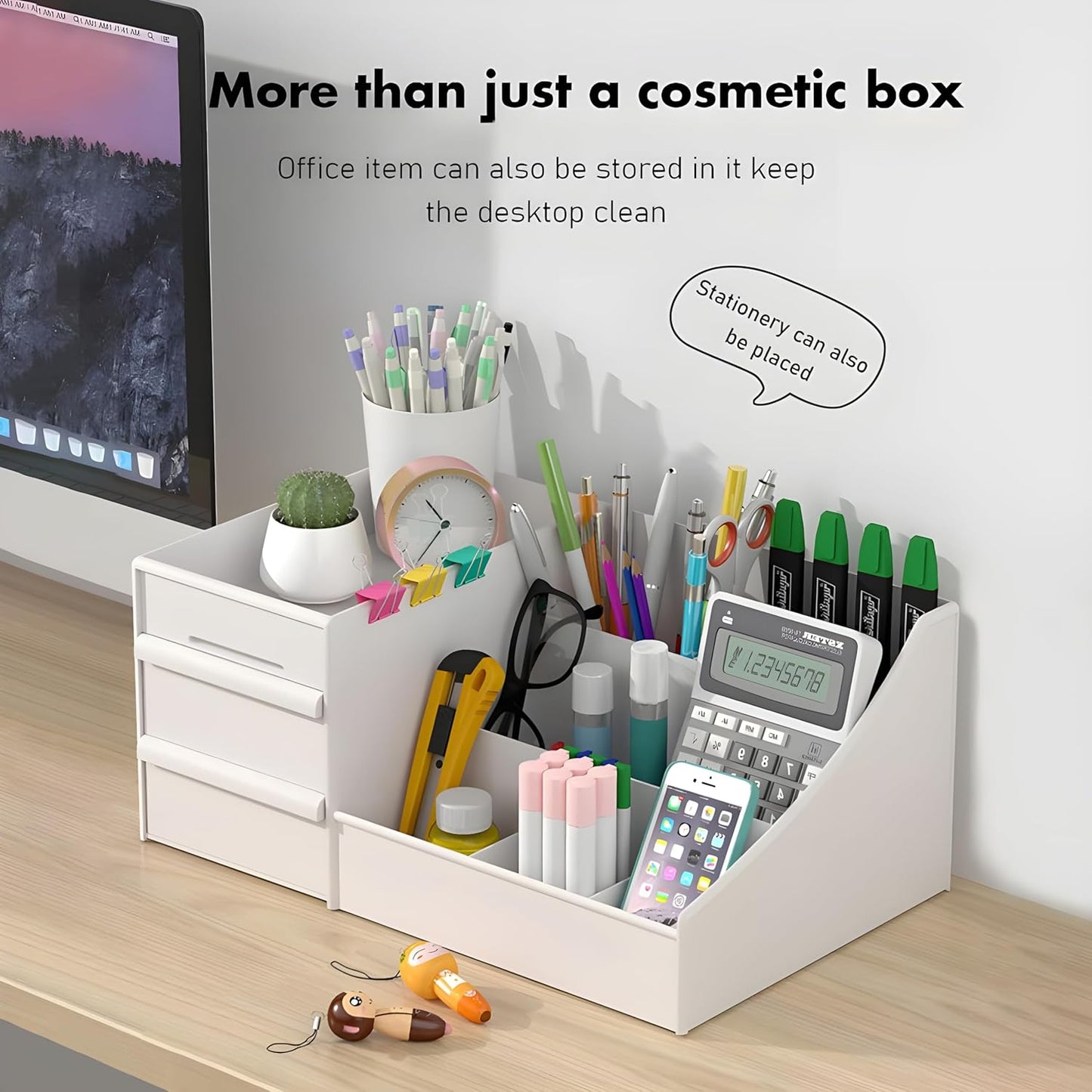 Large capacity Cosmetics organizer with drawer- white SJP