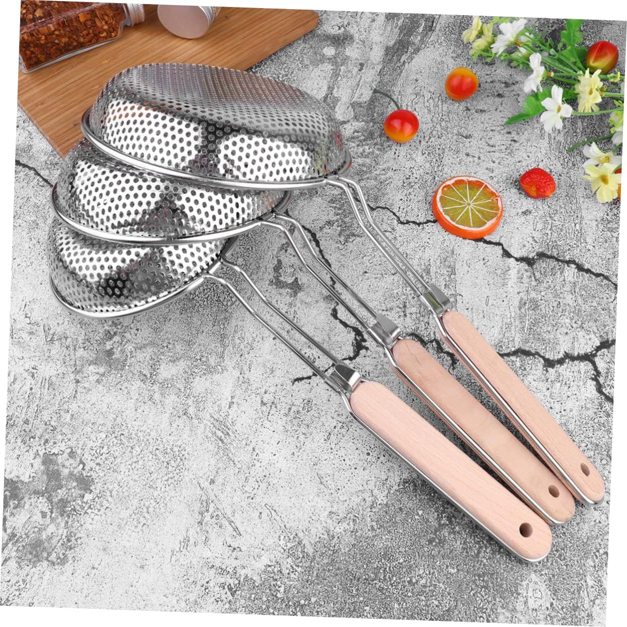 Colander Stainless Steel Skimmer Spoon-3 sets