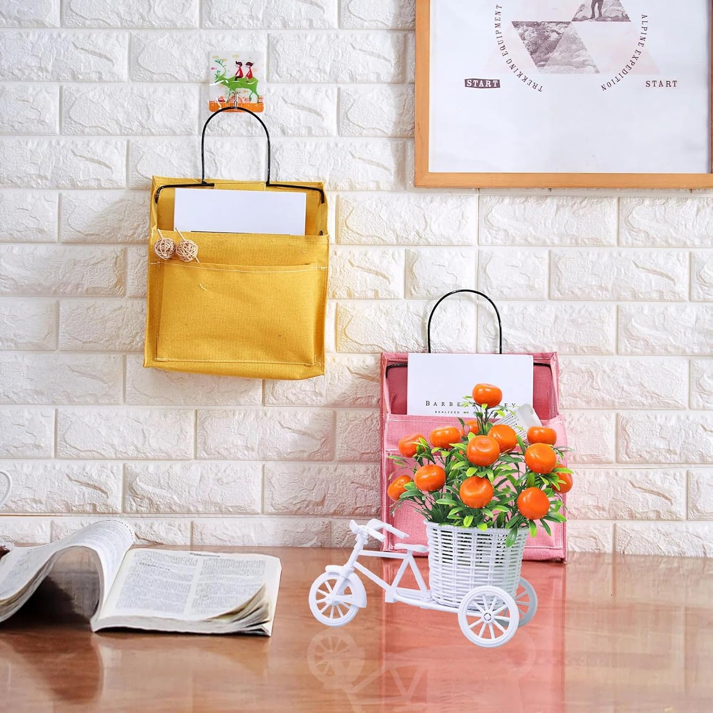 1pc Bicycle design artificial flower plant  - Tangerine