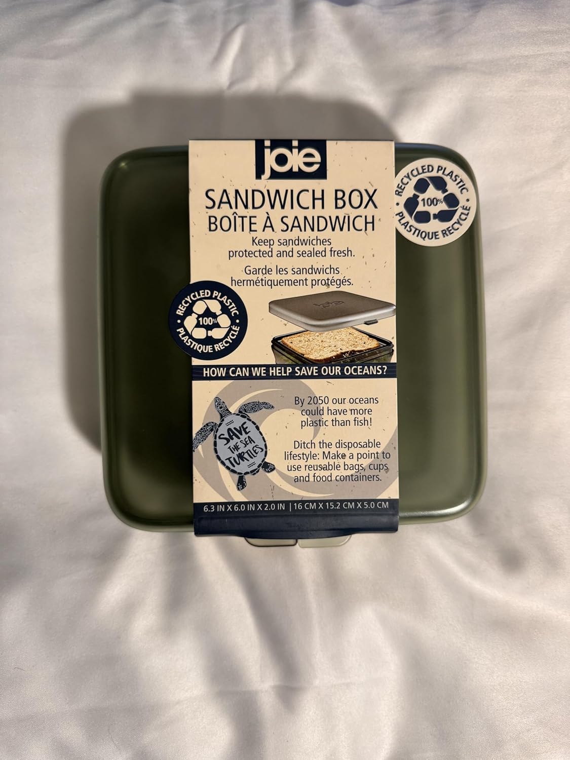 Joie Green Sandwich Box 16x15cm