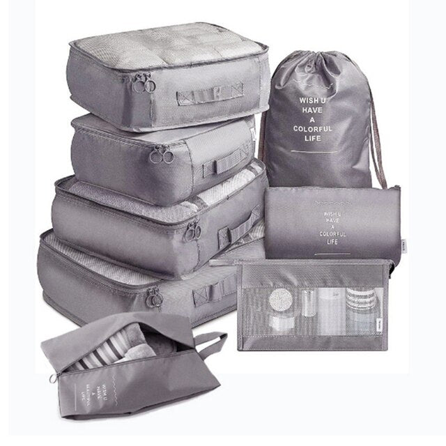 8pcs Portable Travel Storage Bag, Multifunction Laundry Bag For Travel - GREY