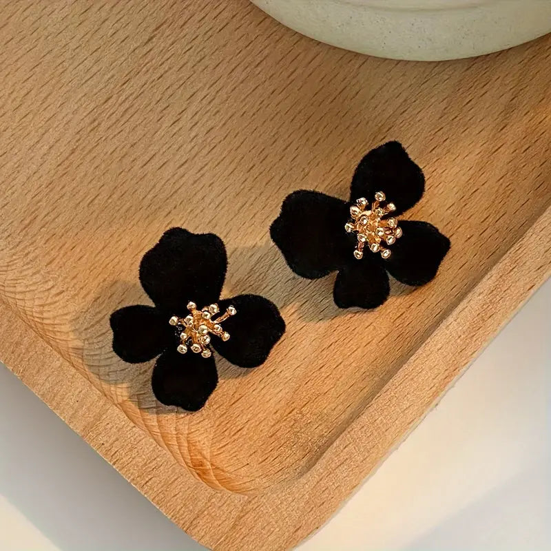 Passion Velvet Black Floral Earrings SJP