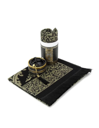 DubaiGallery Muslim Prayer Rug and Prayer Beads with Elegant Cylinder Gift Box