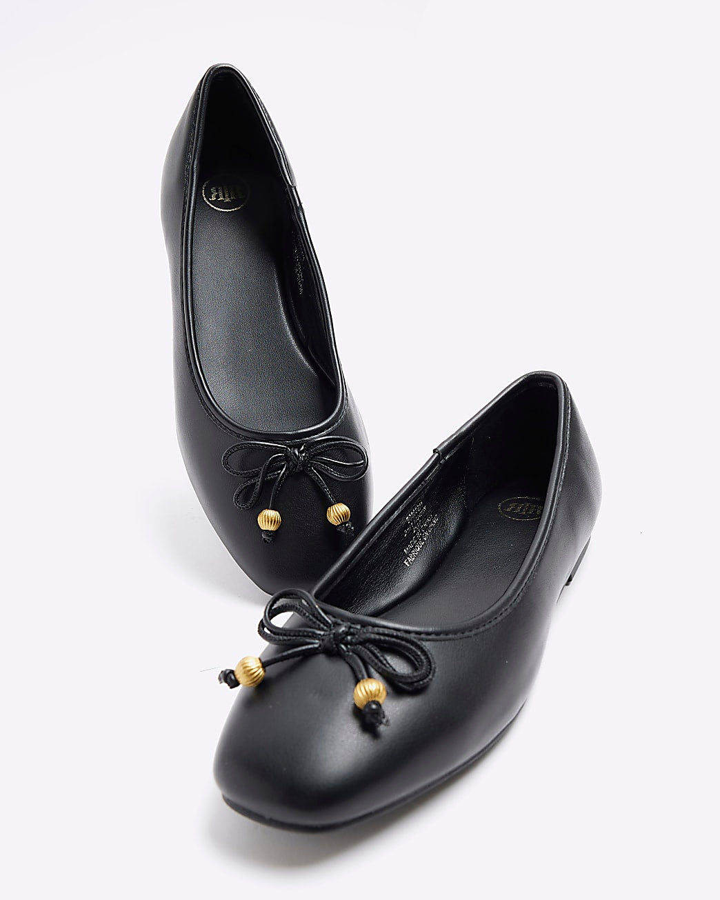 RIVER ISLAND BLACK BOW BALLET PUMPS