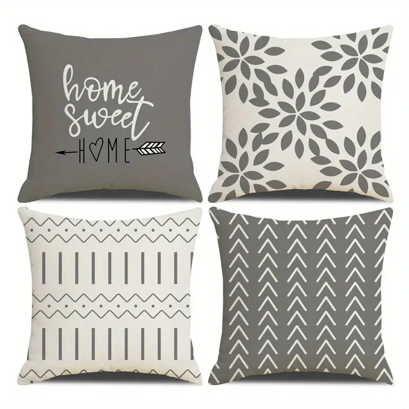 4pcs, Modern 45.72 X 45.72 Cm Sofa Throw Pillow Cover, Decorative Outdoor Linen Fabric 2